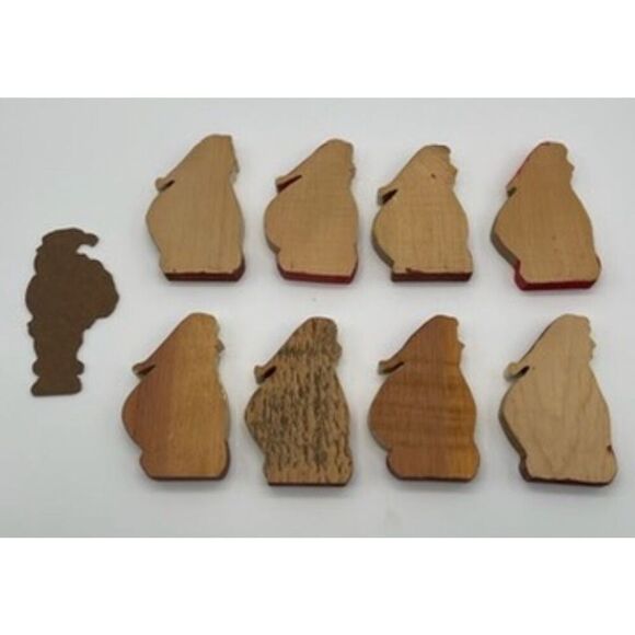 HANDMADE Santa Clause Set of 9 Christmas Decor Painted Carved Vintage Folk Art - Picture 2 of 10